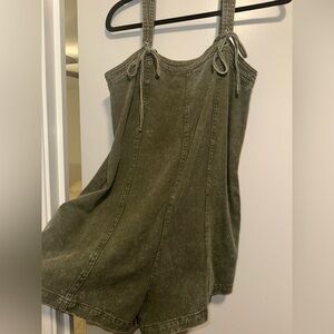 Boutique green denim romper